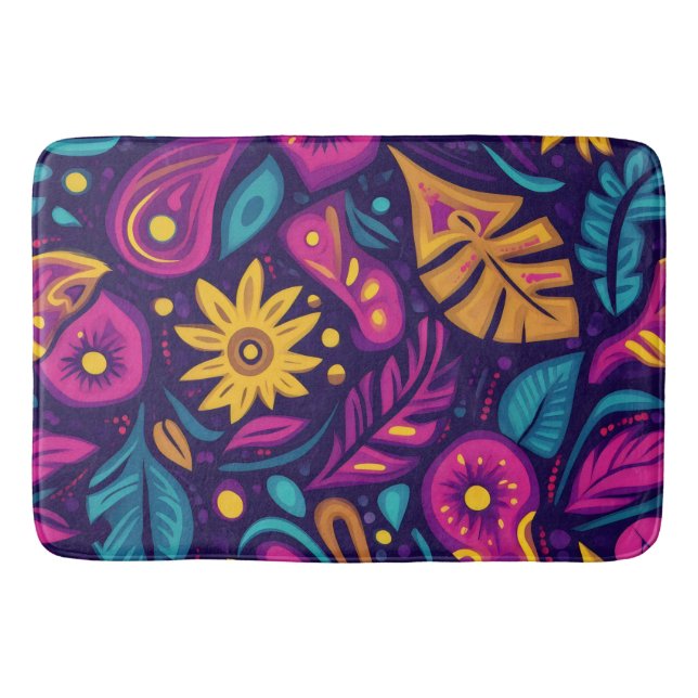 Alfombrilla De Baño Boho floral Abstracto colorido 5 (Anverso)