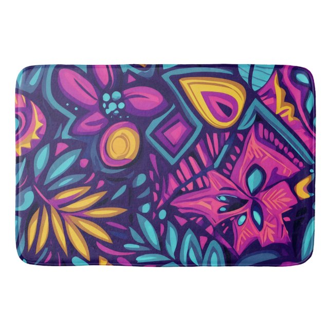 Alfombrilla De Baño Boho floral Abstracto colorido 8 (Anverso)