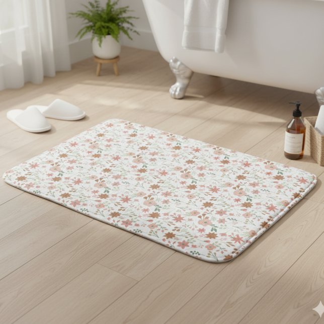 Alfombrilla De Baño Boho Floral Earth Tones flores modernas (Subido por el creador)