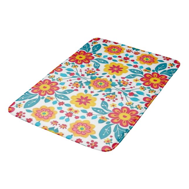 Alfombrilla De Baño Boho floral mexicano (Angular)