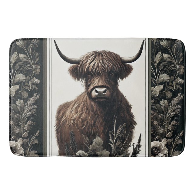 Alfombrilla De Baño Boho Highland Cow (Anverso)