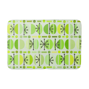 Alfombrilla De Baño Boho Retro Bowls Lines Chartreuse