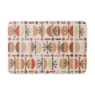 Alfombrilla De Baño Boho Retro Bowls Lines Earth Tones