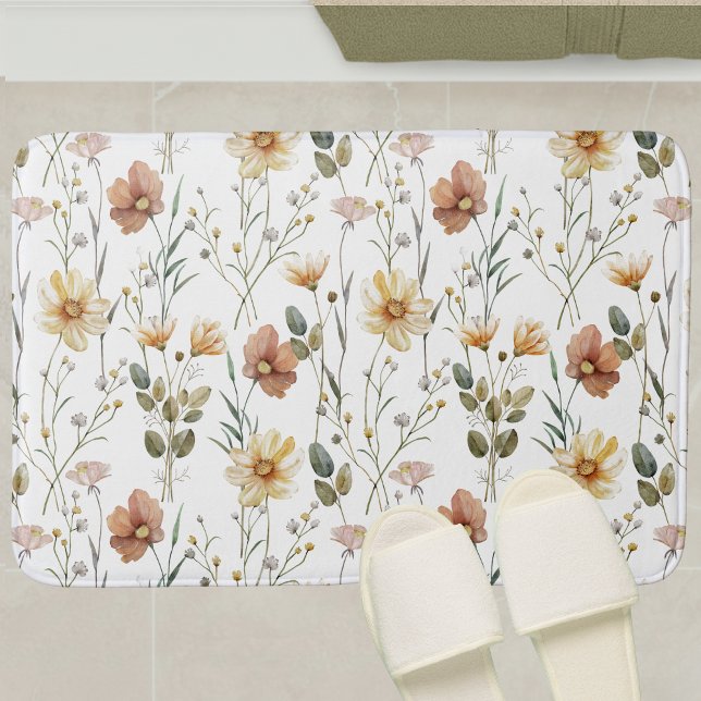 Alfombrilla De Baño Boho Watercolor Wildflower (Subido por el creador)