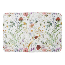 Alfombrilla De Baño Boho Wildflower Acuarela Primavera Flor