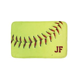 Alfombrilla De Baño Bola amarilla personalizada del softball