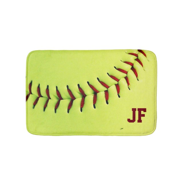 Alfombrilla De Baño Bola amarilla personalizada del softball (Anverso)