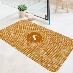 Alfombrilla De Baño Bola de Disco de Purpurina Dorada Monograma