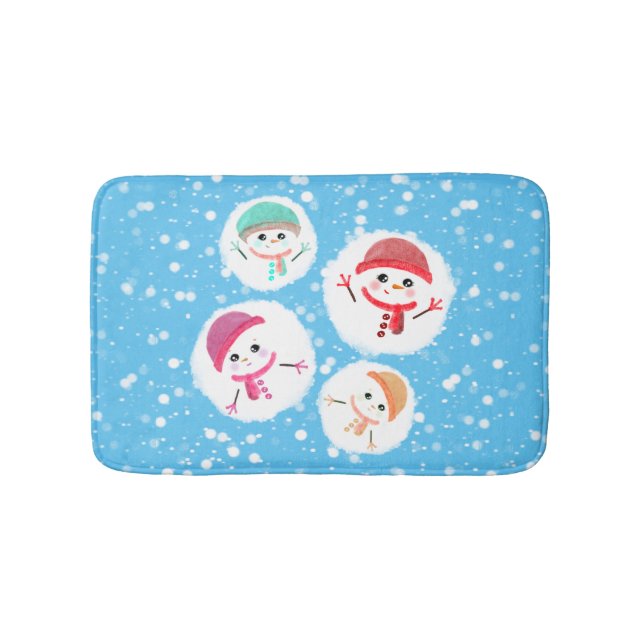 Alfombrilla De Baño bola de nieve y azul Snowman (Anverso)
