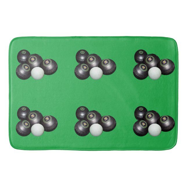 Alfombrilla De Baño Bolas De Césped Negro En Verde, (Anverso)