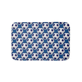 Alfombrilla De Baño Bolas de fútbol diagonales, azules, blasfemas