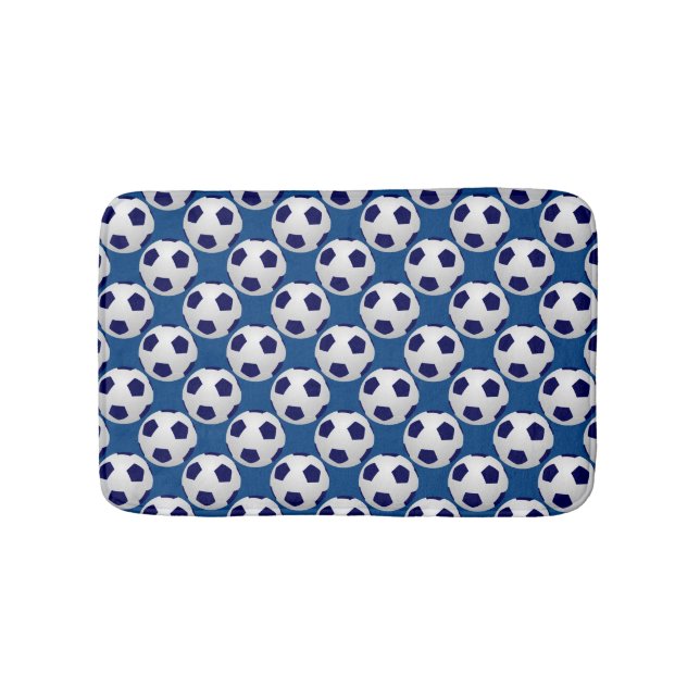 Alfombrilla De Baño Bolas de fútbol diagonales, azules, blasfemas (Anverso)