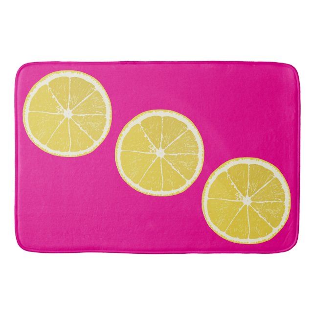 Alfombrilla De Baño Bold Lemon Slice Pink Citrus Bath Mat (Anverso)