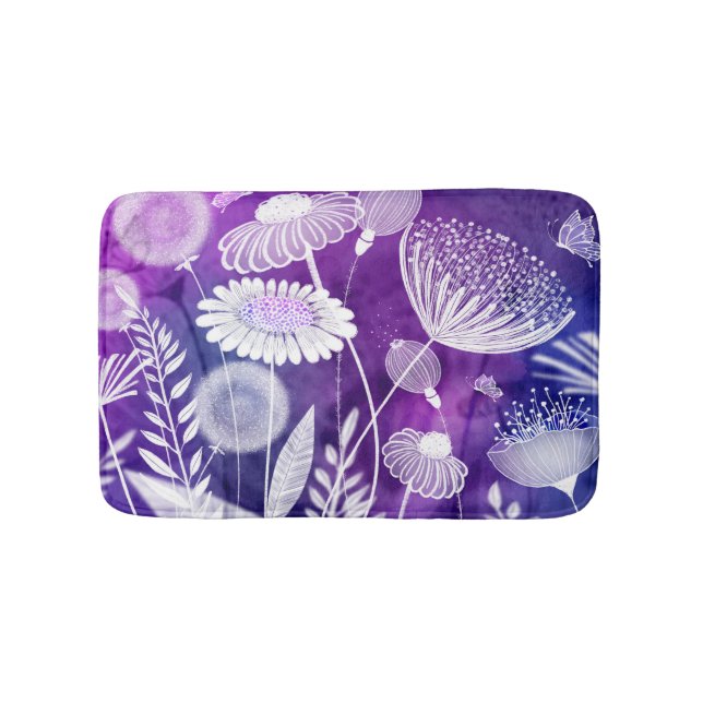 Alfombrilla De Baño Bold Purple and Violet Wild Flower Art (Anverso)