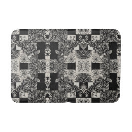 Alfombrilla De Baño Bold Tropical Monochrome Floral Pattern
