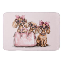 Alfombrilla De Baño Bolsa rosa de los perros Dachshund