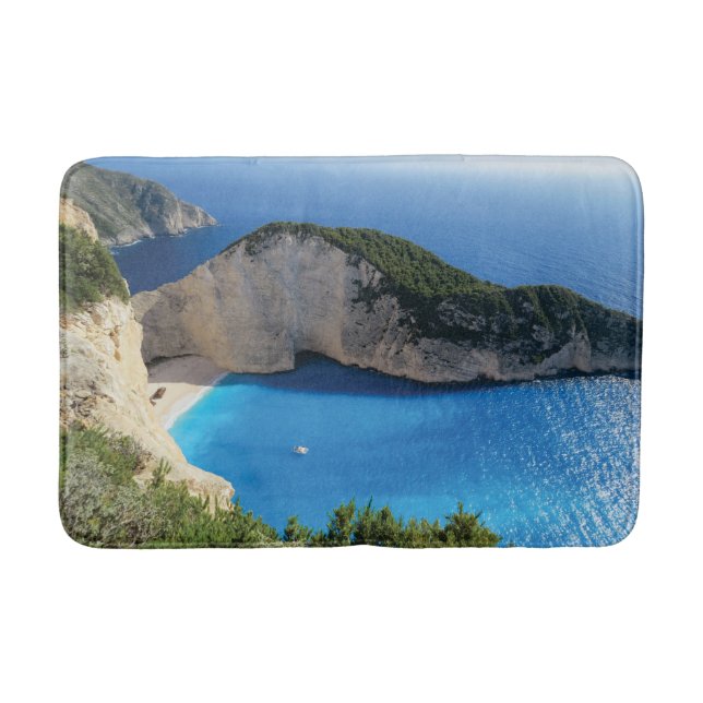 Alfombrilla De Baño Bonita playa Navagio, Grecia (Anverso)