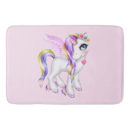 Alfombrilla De Baño Bonita unicornio con barro arco iris y cola