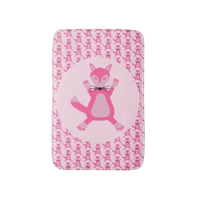 Alfombrilla De Baño Bonito Bebé Rosa Fox Pattered (Frente vertical)