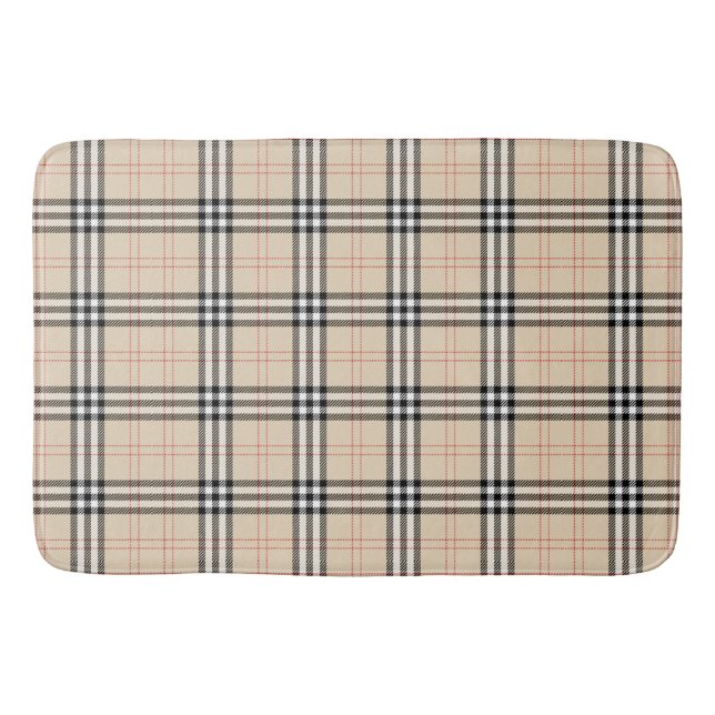 Alfombrilla De Baño Bonito Beige Plaid Tartán (Anverso)