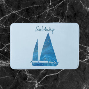 Alfombrilla De Baño Bonito Blue Sailboat 