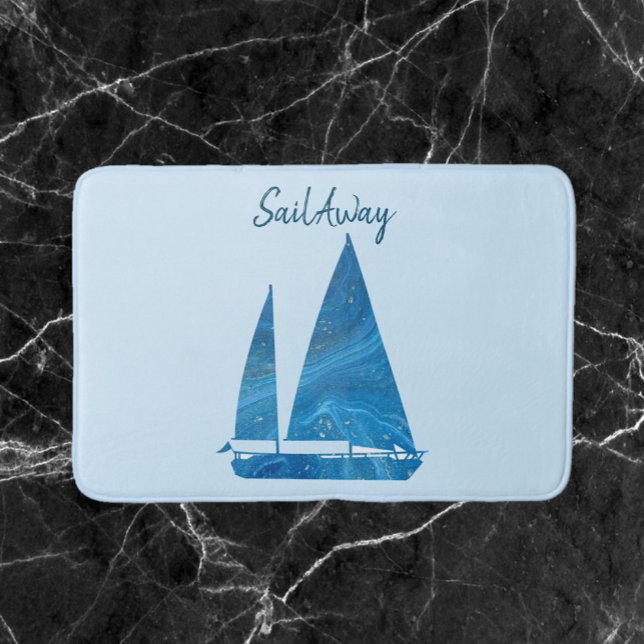 Alfombrilla De Baño Bonito Blue Sailboat (Subido por el creador)