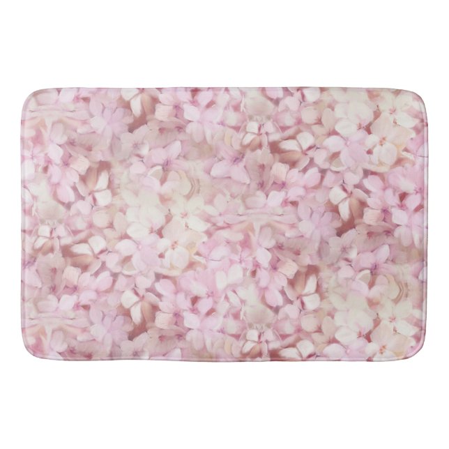 Alfombrilla De Baño Bonito Moderna Rubor Rosa Hydrangea Floral (Anverso)