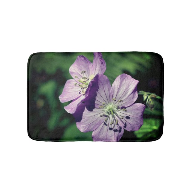 Alfombrilla De Baño Bonito Morado Geranium Flower Pareja Cierre (Anverso)