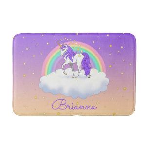 Alfombrilla De Baño Bonito Morado Sweet Dreams Rainbow Unicorn