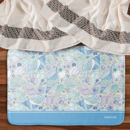 Alfombrilla De Baño Bonito Patrón de las conchas marinas con el nombre