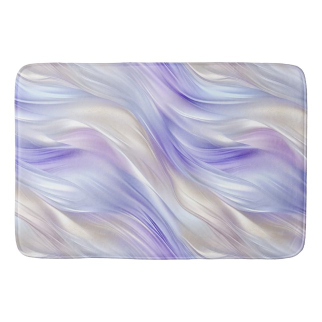 Alfombrilla De Baño Bonito Perla Azul Púrpura Swirls Blanco (Anverso)