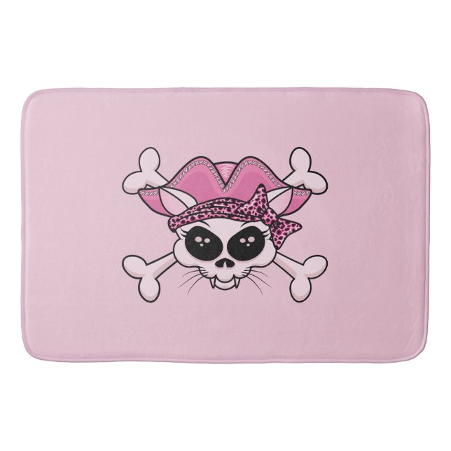 Alfombrilla De Baño Bonito Pirate Kitty Skull (Anverso)