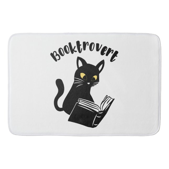 Alfombrilla De Baño Booktrovert cat con libro (Anverso)