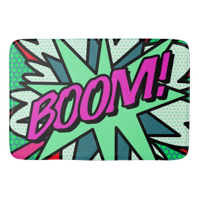 Alfombrilla De Baño BOOM Divertido Genial Cómic Moderno  (Anverso)