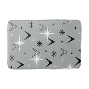 Alfombrilla De Baño Boomerangs y Stars Gray de los años 50