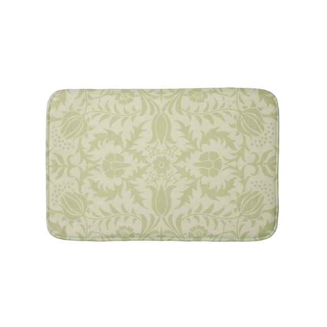 Alfombrilla De Baño Borage vintage verde suave damasco de William Morr (Anverso)