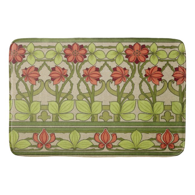 Alfombrilla De Baño Borde de frisos florales en estilo Art Nouveau (Anverso)