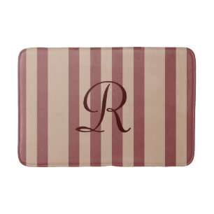 Alfombrilla De Baño Borgoña/Tan estriado Monogramado Mat de baño de lu