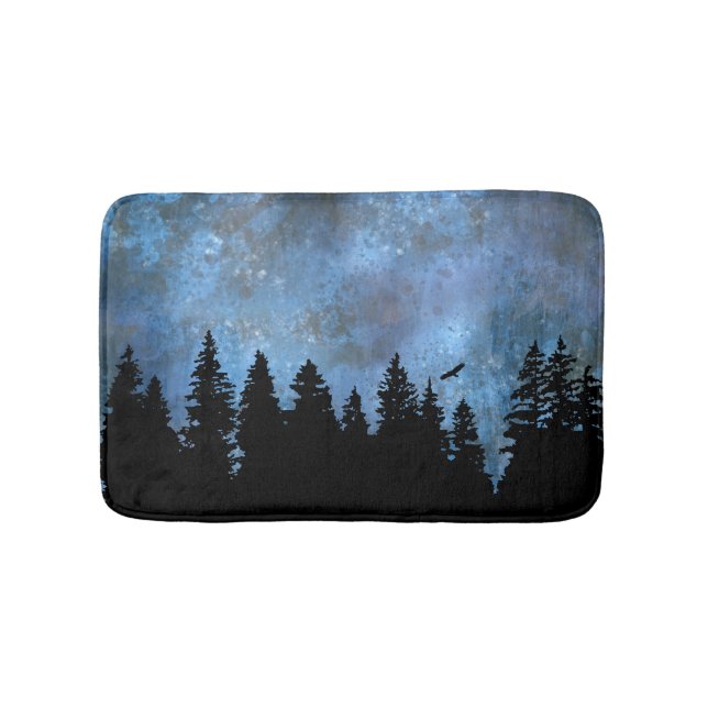 Alfombrilla De Baño Bosque de Pinos Noche (Anverso)