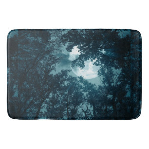 Alfombrilla De Baño Bosque Encantador Nocturno con Luna Llena
