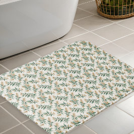 Alfombrilla De Baño Botanical Foliage Green Golden Leaf Pattern