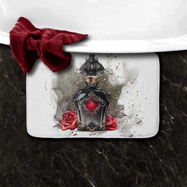 Alfombrilla De Baño Botella gótica perfume victoriana de moda con Rosa (Subido por el creador)