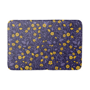 Alfombrilla De Baño Botones de oro, amarillos y violetas