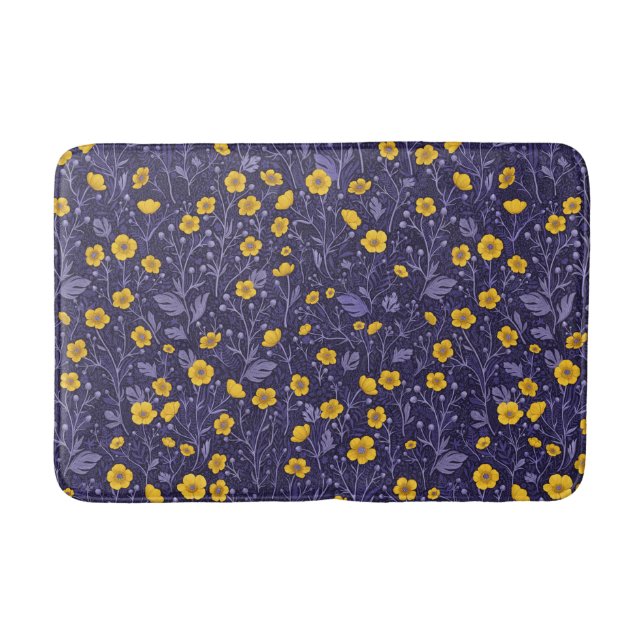 Alfombrilla De Baño Botones de oro, amarillos y violetas (Anverso)