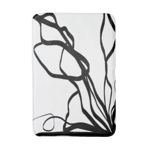 Alfombrilla De Baño Bouquet Blanc: Resumen blanco y negro