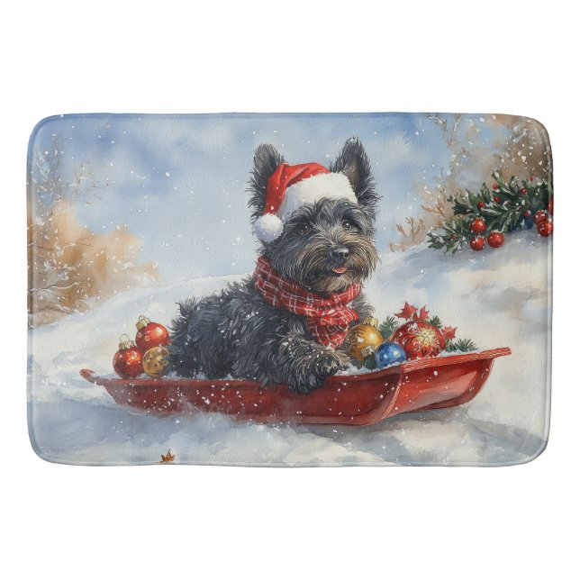 Alfombrilla De Baño Bouviers Des Flandres Dog en Navidades seductores (Anverso)