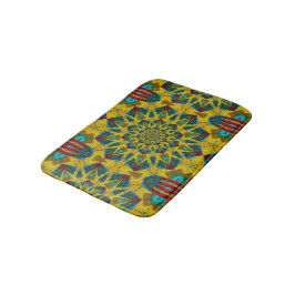 Alfombrilla De Baño Bóveda hippie azul amarillo amarillo floral