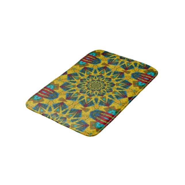 Alfombrilla De Baño Bóveda hippie azul amarillo amarillo floral (Angular)