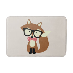 Alfombrilla De Baño Bow Tie y Glasses Hipster Brown Fox