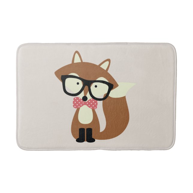 Alfombrilla De Baño Bow Tie y Glasses Hipster Brown Fox (Anverso)